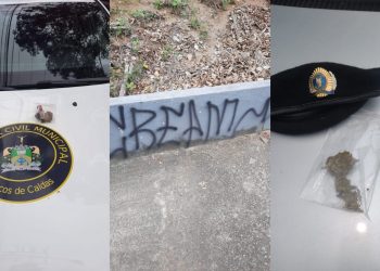 Homem é preso após ser flagrado pela Guarda Municipal pichando muro em Poços de Caldas