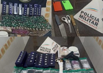 Grande quantidade de drogas é apreendida pela PM na zona oeste de Poços; dois homens são presos e uma adolescente detida