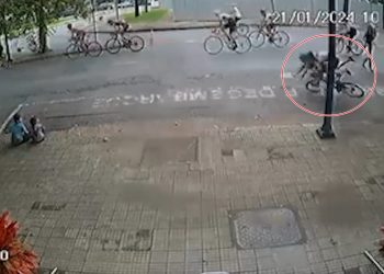 VÍDEO: Idosa é atropelada por bicicleta durante Prova Ciclística da Comarca em Poços de Caldas