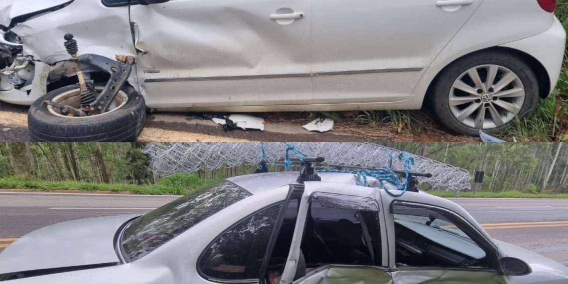Chuva faz carro derrapar e bater em outro veículo na Rodovia do Contorno em Poços de Caldas