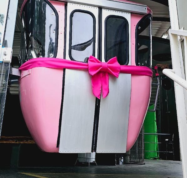 Nany People é homenageada com cabine rosa do teleférico em Poços