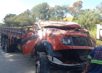 Caminhão tomba e espalha carga em rodovia do Sul de Minas