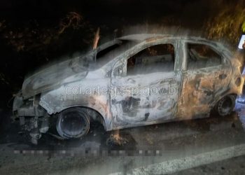 Carro pega fogo na Rodovia SP-342