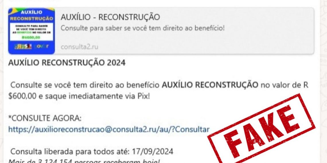 GOLPE: site para consultar R$600 de Auxílio Reconstrução é fake