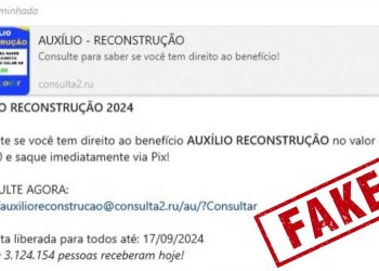 GOLPE: site para consultar R$600 de Auxílio Reconstrução é fake