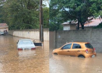 Forte chuva provoca alagamento em Andradas