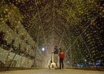 Túnel de LED, sucesso no Natal de 2019, é novamente instalado em Poços