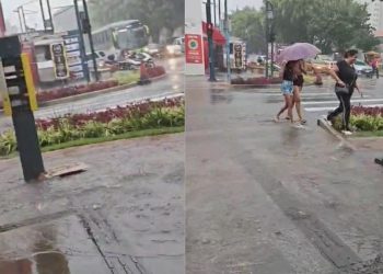 Vídeo: calçadas recém-revitalizadas em Poços seguem com problemas de drenagem
