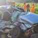 Mulher fica gravemente ferida em acidente entre carro e caminhão na MGC-369