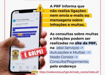 PRF alerta sobre golpes envolvendo falsas multas de trânsito
