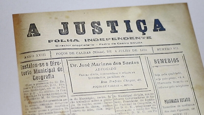Caldense procura exemplares do jornal “A Justiça”