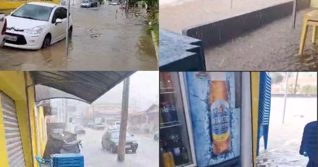 VÍDEO: Chuva forte e granizo deixam ruas e restaurante alagados em Poços de Caldas