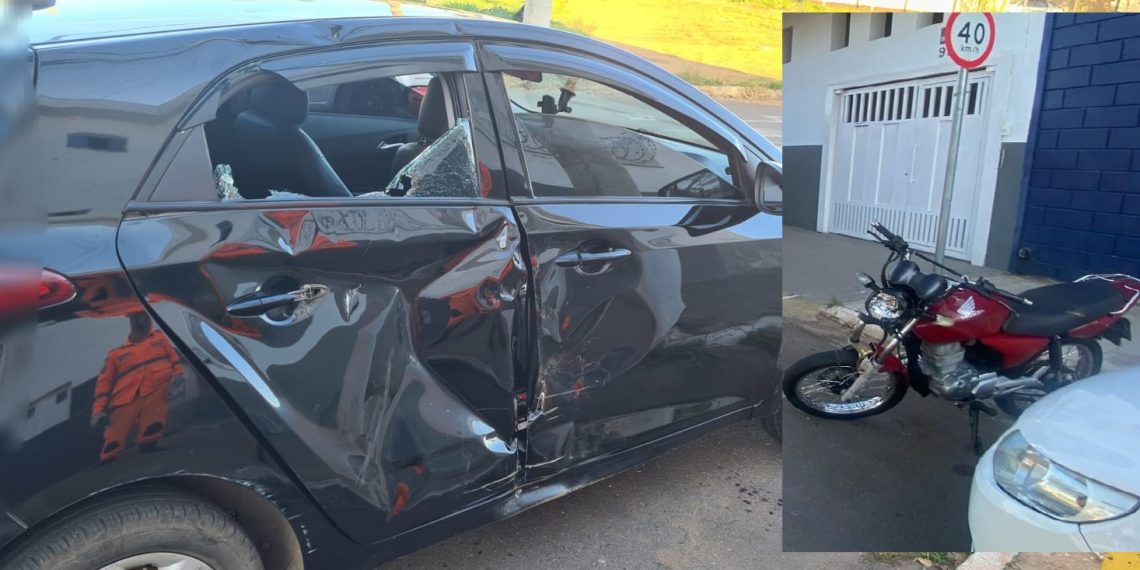 Jovem fica gravemente ferido após acidente entre carro e moto em Alfenas