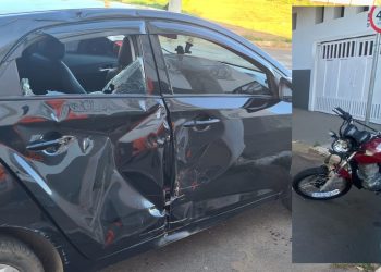 Jovem fica gravemente ferido após acidente entre carro e moto em Alfenas
