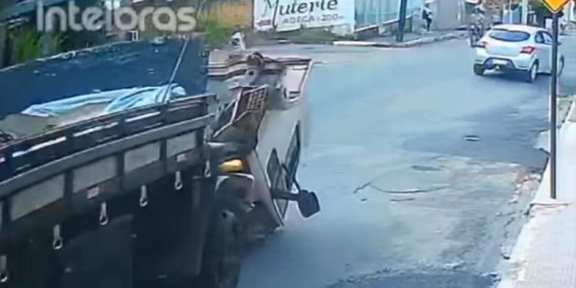Vídeo: Motorista pula de caminhão desgovernado e escapa de acidente em Andradas