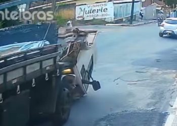 Vídeo: Motorista pula de caminhão desgovernado e escapa de acidente em Andradas