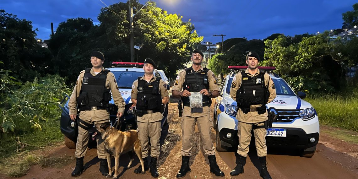 Cão farejador ajuda PM a localizar drogas enterradas no bairro Dom Bosco