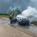 Carro que teria sido furtado pega fogo na Zona Rural de Alfenas