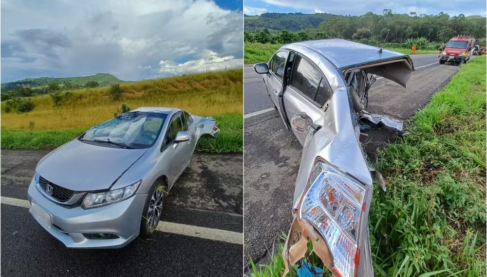 Batida parte carro ao meio e deixa uma mulher morta e três pessoas feridas em Monte Santo de Minas