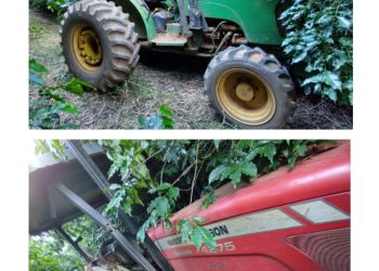 Tratores furtados são encontrados em cafezal após operação da Polícia Civil