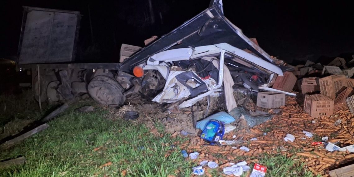 Caminhão de Poços colide contra barranco; motorista morre no local