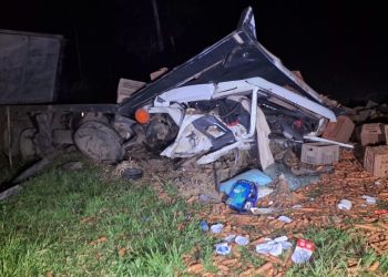 Caminhão de Poços colide contra barranco; motorista morre no local