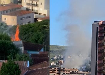VÍDEO: residência no bairro Cascatinha em Poços de Caldas pega fogo