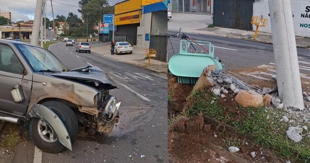 Motorista bate em poste e derruba transformador após acidente em Poços