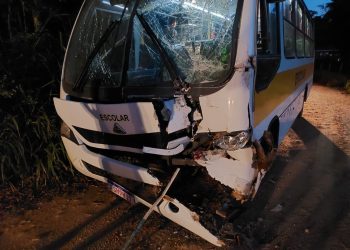Acidente entre ônibus escolar e de trabalhadores rurais deixa uma pessoa ferida