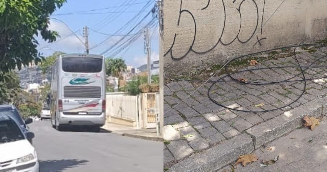 Ônibus danifica fiação e deixa moradores sem internet em bairro de Poços