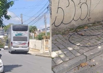 Ônibus danifica fiação e deixa moradores sem internet em bairro de Poços