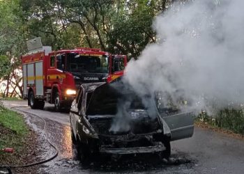 VÍDEO: veículo pega fogo na estrada do Cristo Redentor em Poços