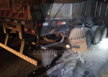 Equipes controlam princípio de incêndio em carreta na SP-342 entre Águas da Prata e Poços