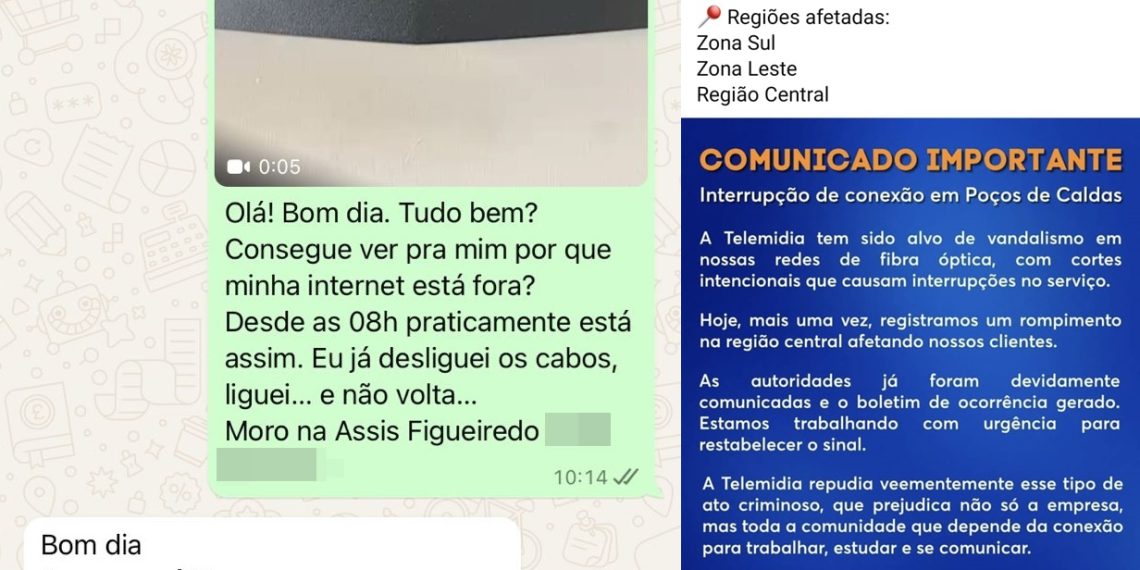 Poços-caldenses estão sem internet por causa de atos de vandalismo, afirma empresa