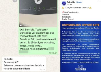 Poços-caldenses estão sem internet por causa de atos de vandalismo, afirma empresa