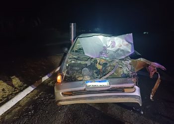 Colisão entre carro e caminhonete deixa uma pessoa ferida na BR-146
