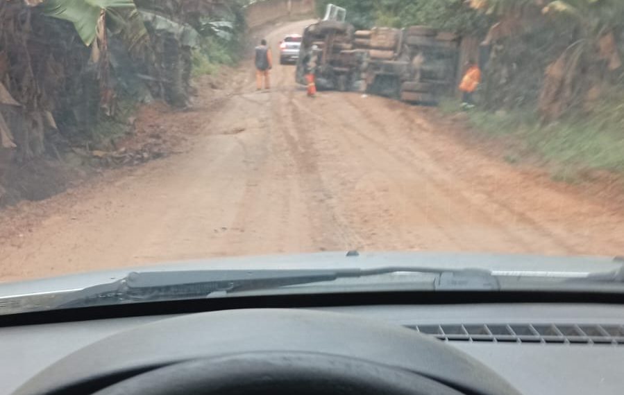 Caminhão tomba e deixa uma pessoa ferida em Andradas