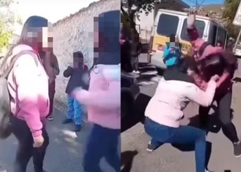 VÍDEO: briga entre adolescentes é registrada em frente à escola em Poços