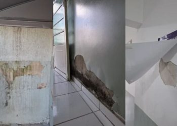 Mofo, infiltrações e reboco caindo: UBS apresenta problemas estruturais em Poços