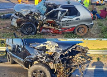 Três ficam gravemente feridos e outros dois também se machucam após acidente entre dois carros na região