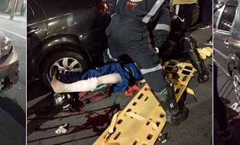 Motociclista sofre ferimento grave após acidente com dois carros no Cascatinha em Poços de Caldas