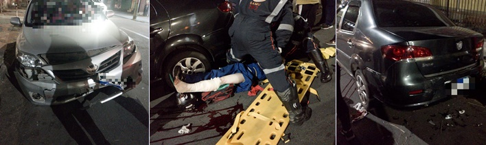 Motociclista sofre ferimento grave após acidente com dois carros no Cascatinha em Poços de Caldas