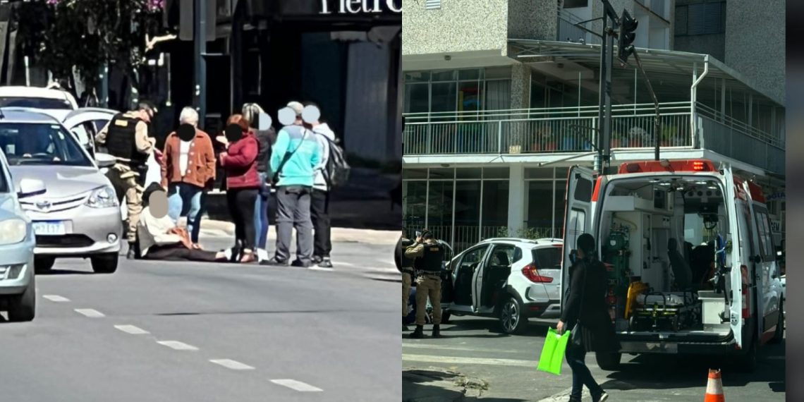 Mulher fica ferida após ser atropelada no centro de Poços de Caldas