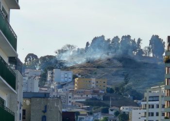 VÍDEO: Fogo atinge vegetação no Mirante Santa Rita em Poços na manhã desta quarta (20)