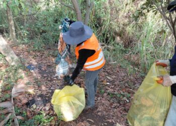 Quase 3 toneladas de lixo são retiradas de córrego em Poços de Caldas