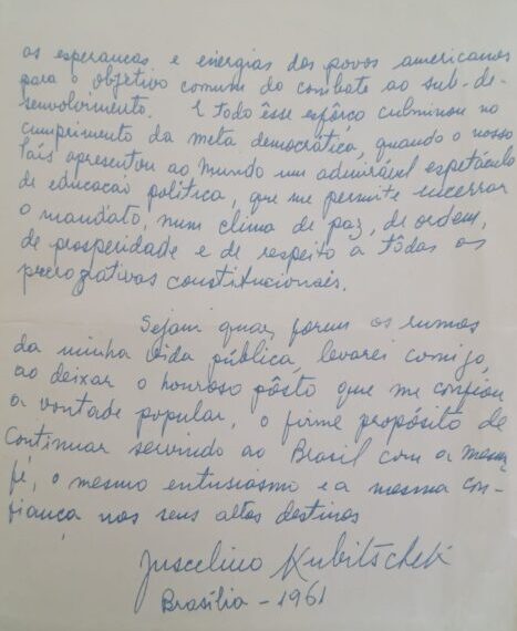Carta de Juscelino Kubitschek é descoberta no Museu de Poços de Caldas