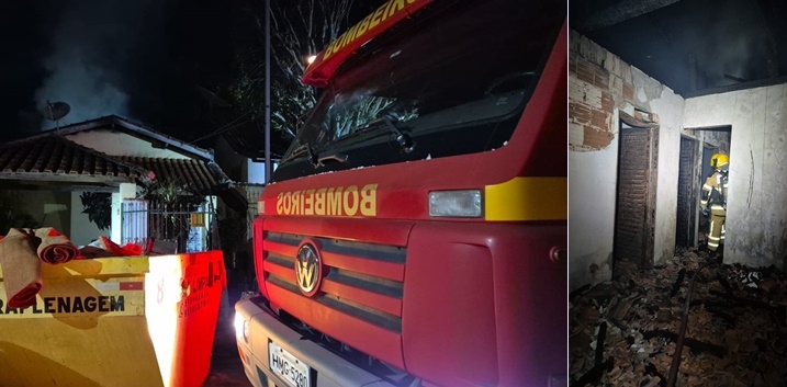 Incêndio de grandes proporções destrói residência na madrugada desta quinta (11)