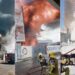 VÍDEO: Incêndio de grandes proporções atinge depósito de posto de combustíveis na região