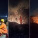 Bombeiros combatem incêndio que atingiu 5,5 hectares entre os bairros Morumbi e Jardim Vitória, em Poços