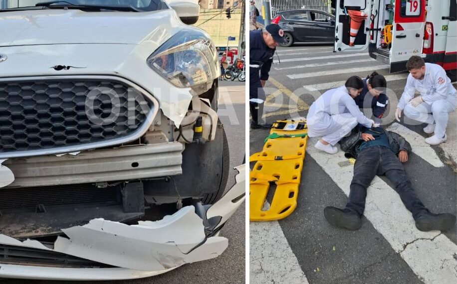Motociclista fica ferido em acidente no centro de Poços de Caldas